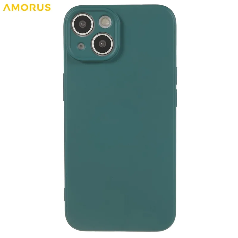 AMORUS For iPhone 14 Plus Case Precise Cutouts TPU Fiber Lining Shockproof Phone Cover - Army Green