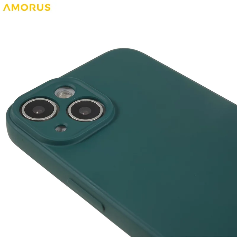AMORUS For iPhone 14 Plus Case Precise Cutouts TPU Fiber Lining Shockproof Phone Cover - Army Green