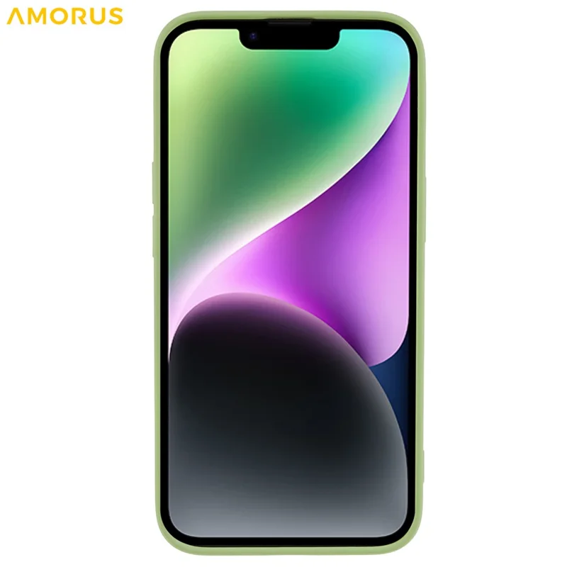 AMORUS For iPhone 14 Case Precise Cutouts TPU Fiber Lining Shockproof Phone Cover - Green