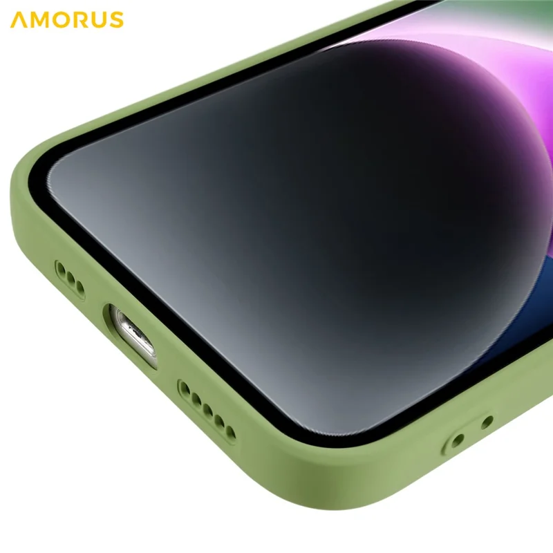 AMORUS For iPhone 14 Case Precise Cutouts TPU Fiber Lining Shockproof Phone Cover - Green