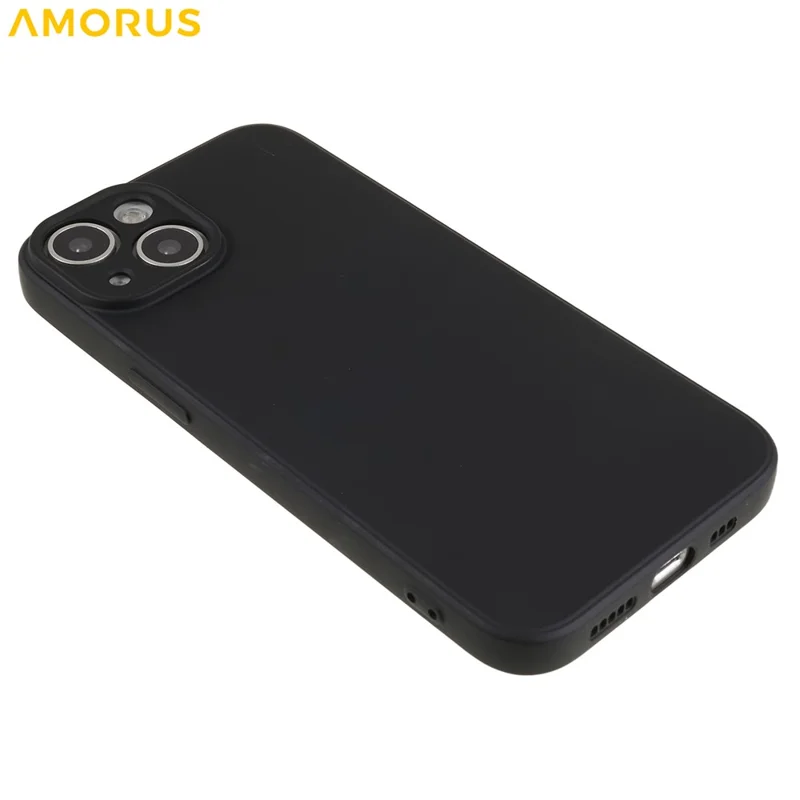 AMORUS For iPhone 13 Case Precise Cutouts TPU Fiber Lining Shockproof Phone Cover - Black