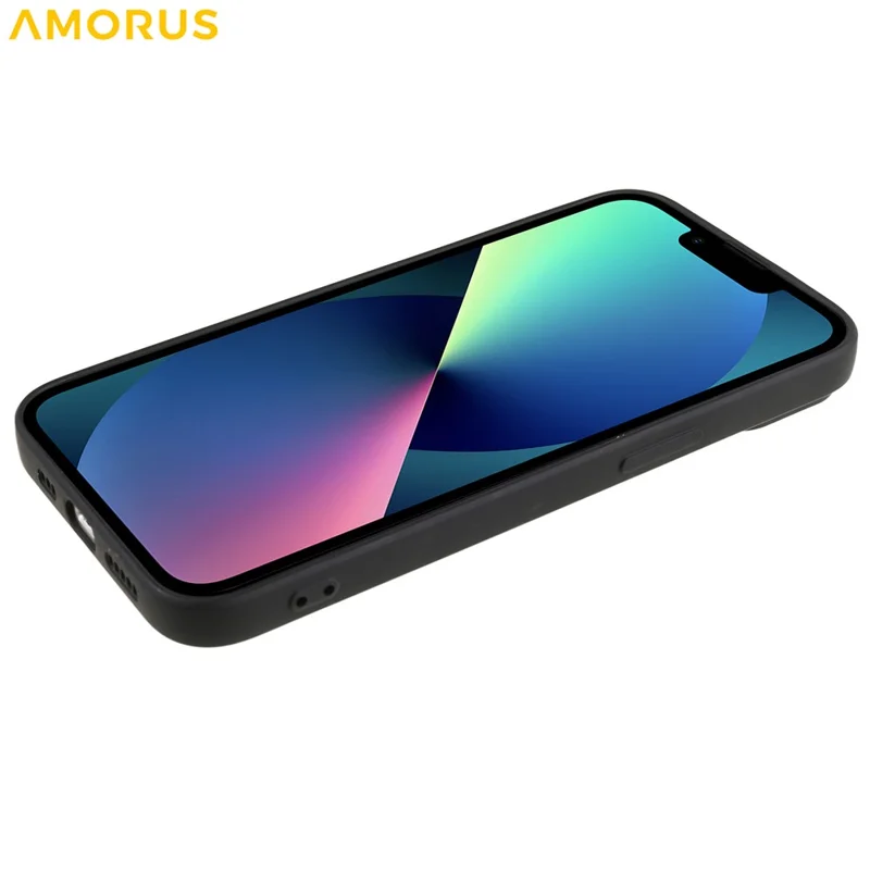 AMORUS For iPhone 13 Case Precise Cutouts TPU Fiber Lining Shockproof Phone Cover - Black