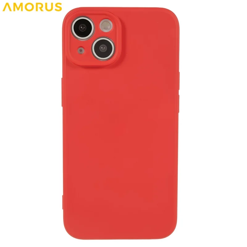 AMORUS For iPhone 13 Case Precise Cutouts TPU Fiber Lining Shockproof Phone Cover - Red