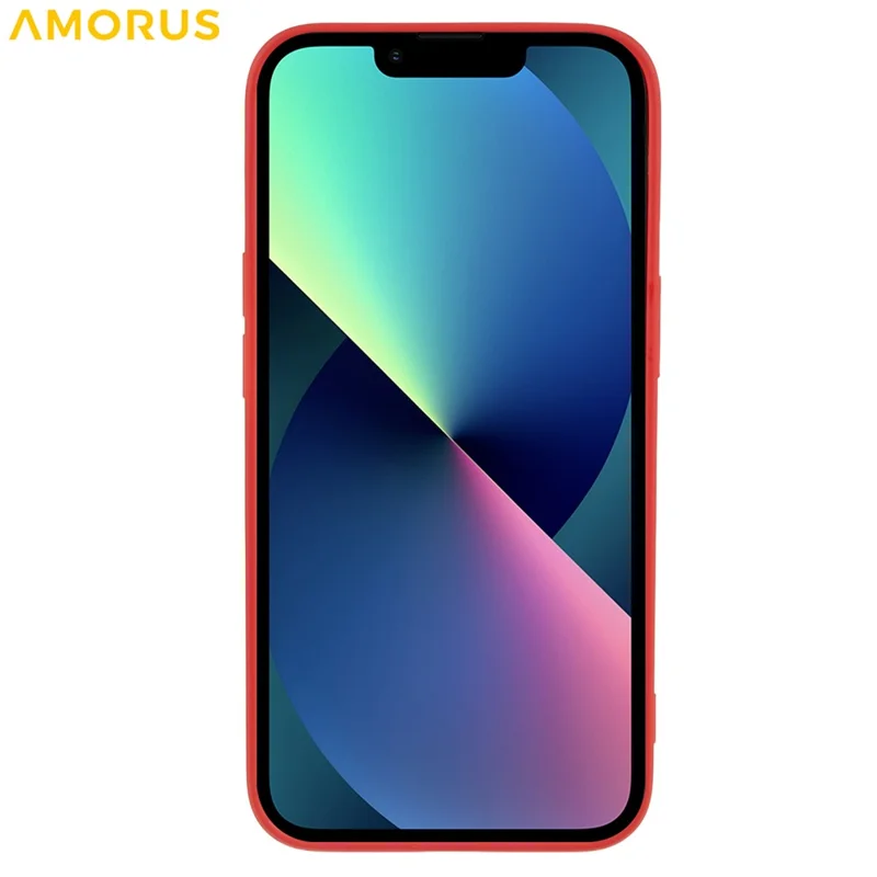 AMORUS For iPhone 13 Case Precise Cutouts TPU Fiber Lining Shockproof Phone Cover - Red