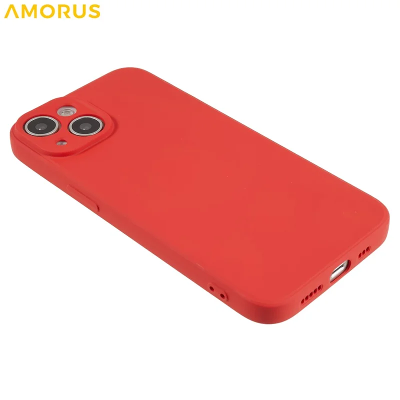 AMORUS For iPhone 13 Case Precise Cutouts TPU Fiber Lining Shockproof Phone Cover - Red