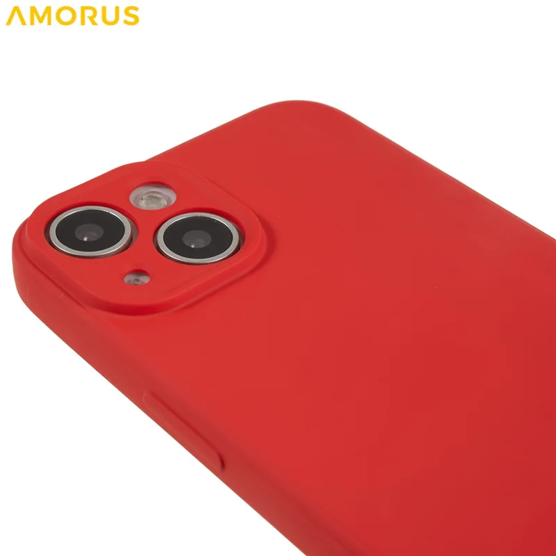 AMORUS For iPhone 13 Case Precise Cutouts TPU Fiber Lining Shockproof Phone Cover - Red