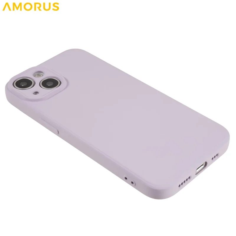 AMORUS For iPhone 13 Case Precise Cutouts TPU Fiber Lining Shockproof Phone Cover - Purple