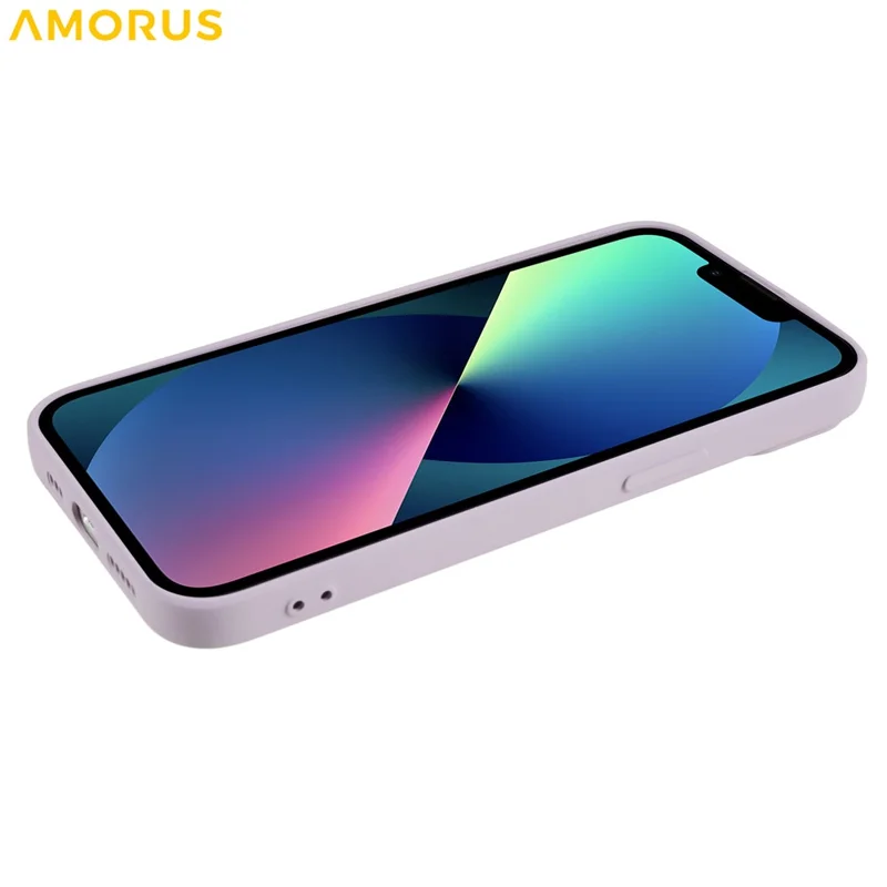 AMORUS For iPhone 13 Case Precise Cutouts TPU Fiber Lining Shockproof Phone Cover - Purple