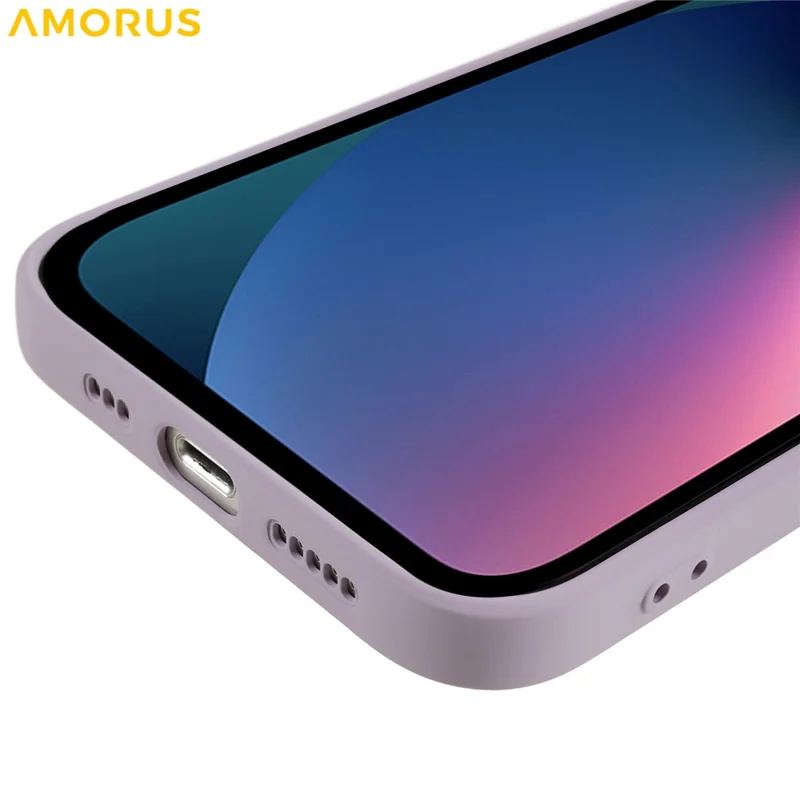 AMORUS For iPhone 13 Case Precise Cutouts TPU Fiber Lining Shockproof Phone Cover - Purple