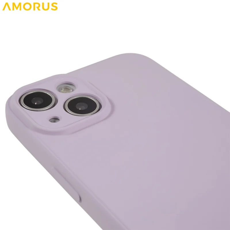 AMORUS For iPhone 13 Case Precise Cutouts TPU Fiber Lining Shockproof Phone Cover - Purple