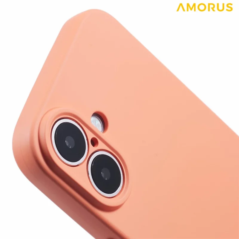 Étui pour iPhone 16 AMORUS Découpes précises Doublure en fibre TPU Coque de téléphone antichoc - Orange