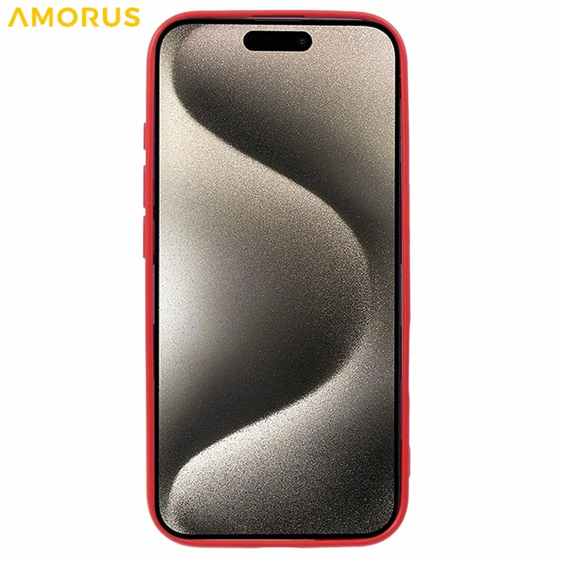 AMORUS For iPhone 16 Case Precise Cutouts TPU Fiber Lining Shockproof Phone Cover - Red