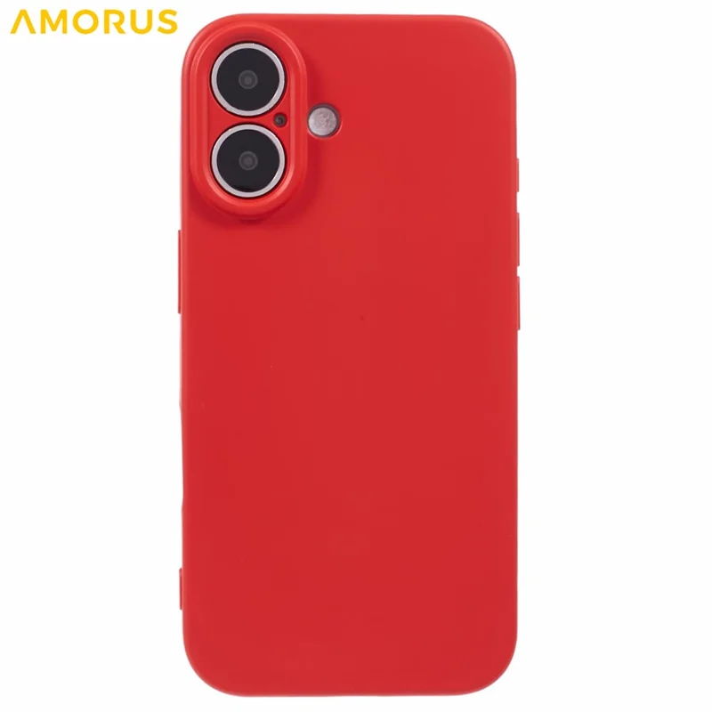 AMORUS For iPhone 16 Case Precise Cutouts TPU Fiber Lining Shockproof Phone Cover - Red