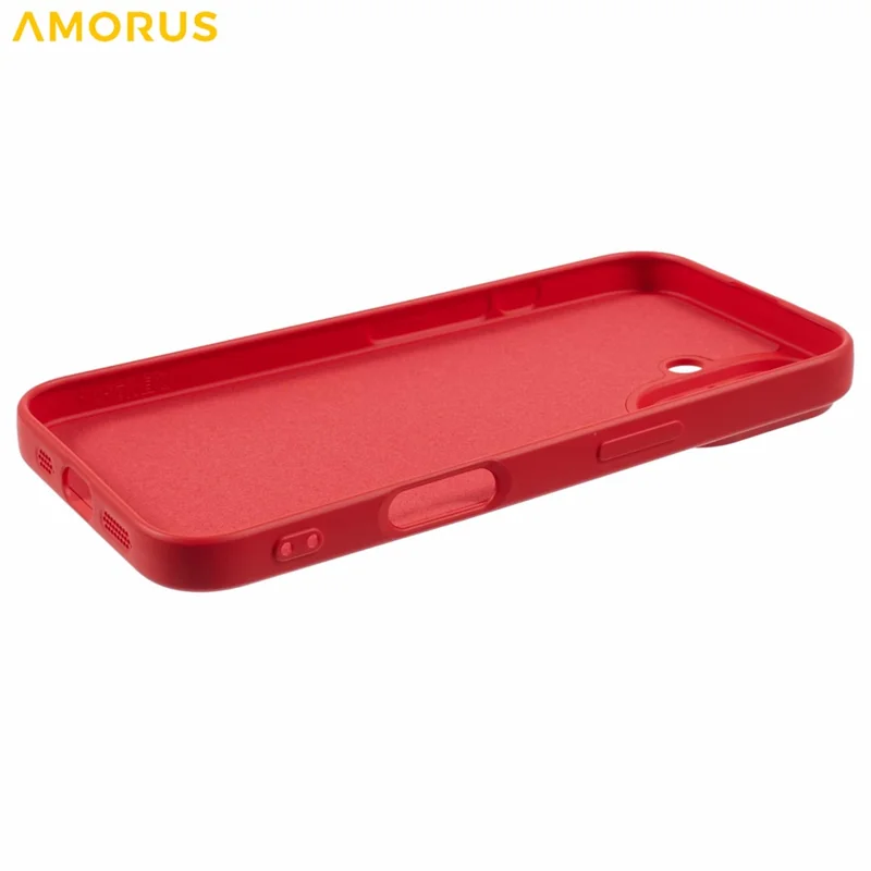 AMORUS For iPhone 16 Case Precise Cutouts TPU Fiber Lining Shockproof Phone Cover - Red