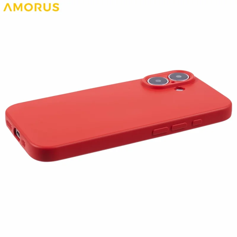 AMORUS For iPhone 16 Case Precise Cutouts TPU Fiber Lining Shockproof Phone Cover - Red