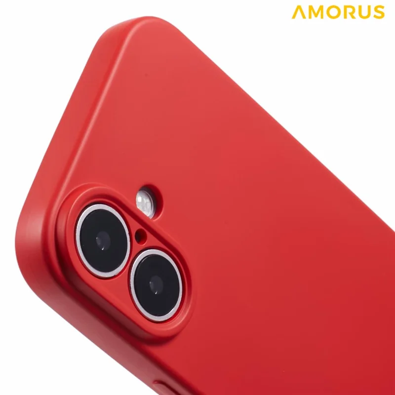 AMORUS For iPhone 16 Case Precise Cutouts TPU Fiber Lining Shockproof Phone Cover - Red