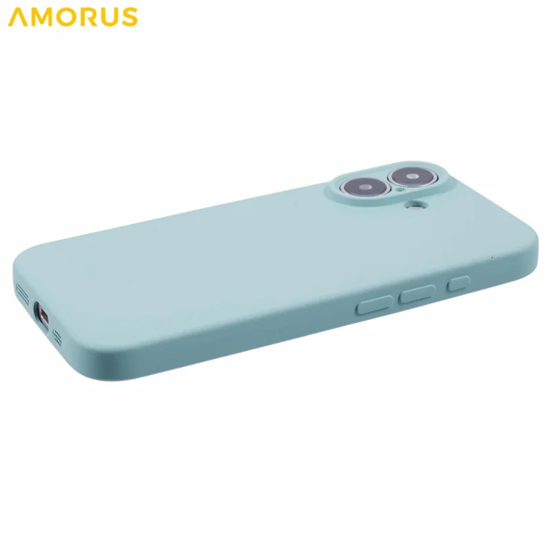 AMORUS For iPhone 16 Case Precise Cutouts TPU Fiber Lining Shockproof Phone Cover - Baby Blue
