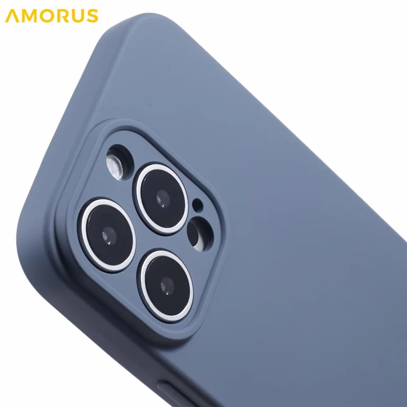 AMORUS Für iPhone 16 Pro Max Hülle Präzise Aussparungen TPU-Faser-Futter Stoßfeste Handyhülle - Lavendel Grau