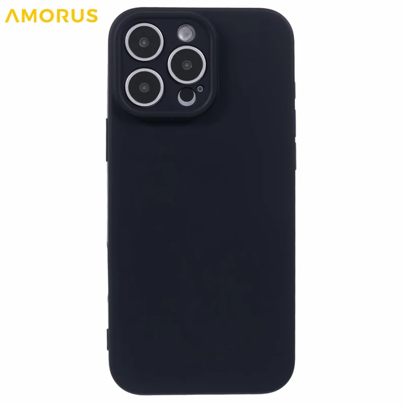 AMORUS For iPhone 16 Pro Max Case Precise Cutouts TPU Fiber Lining Shockproof Phone Cover - Black