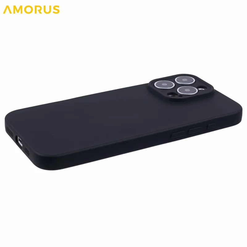 AMORUS For iPhone 16 Pro Max Case Precise Cutouts TPU Fiber Lining Shockproof Phone Cover - Black