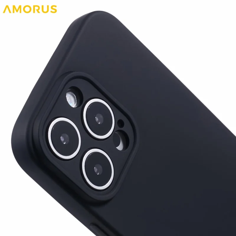 AMORUS For iPhone 16 Pro Max Case Precise Cutouts TPU Fiber Lining Shockproof Phone Cover - Black