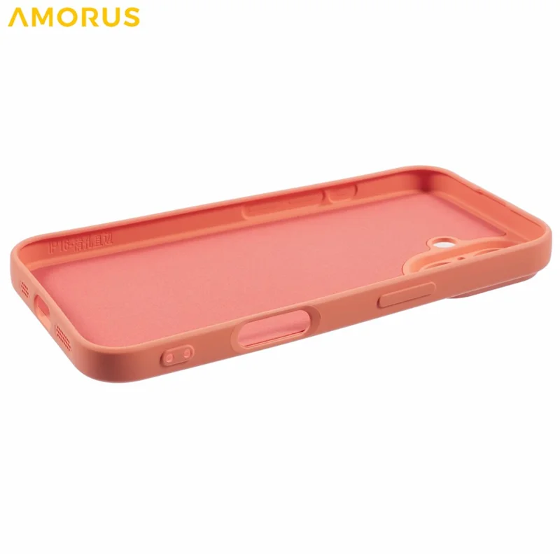 Capa AMORUS para iPhone 16 Plus com Recortes Precisos, Revestimento de Fibra TPU, Capa de Telefone à Prova de Choque - Laranja