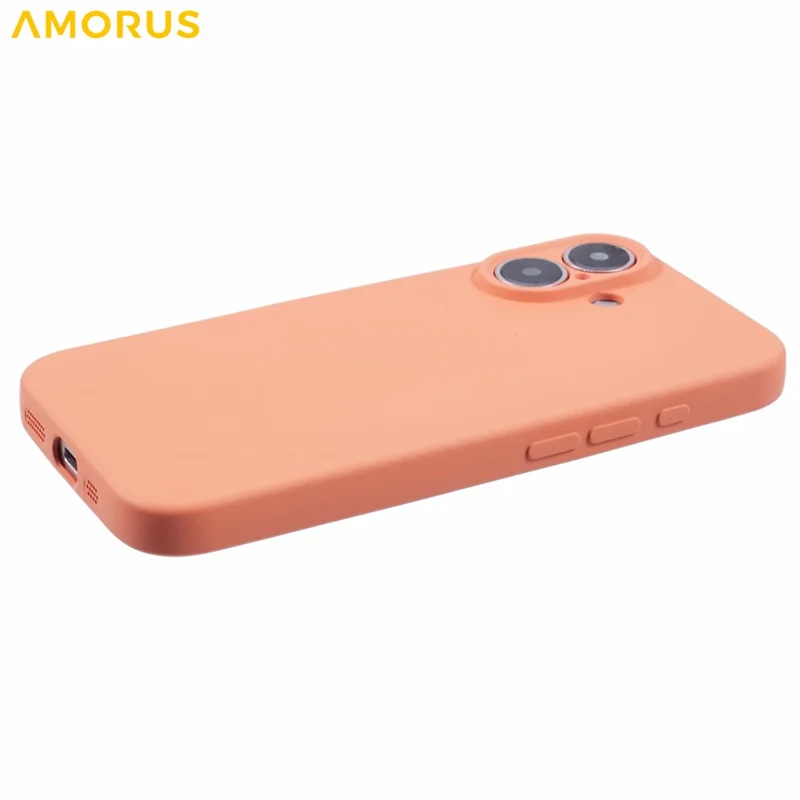 Capa AMORUS para iPhone 16 Plus com Recortes Precisos, Revestimento de Fibra TPU, Capa de Telefone à Prova de Choque - Laranja