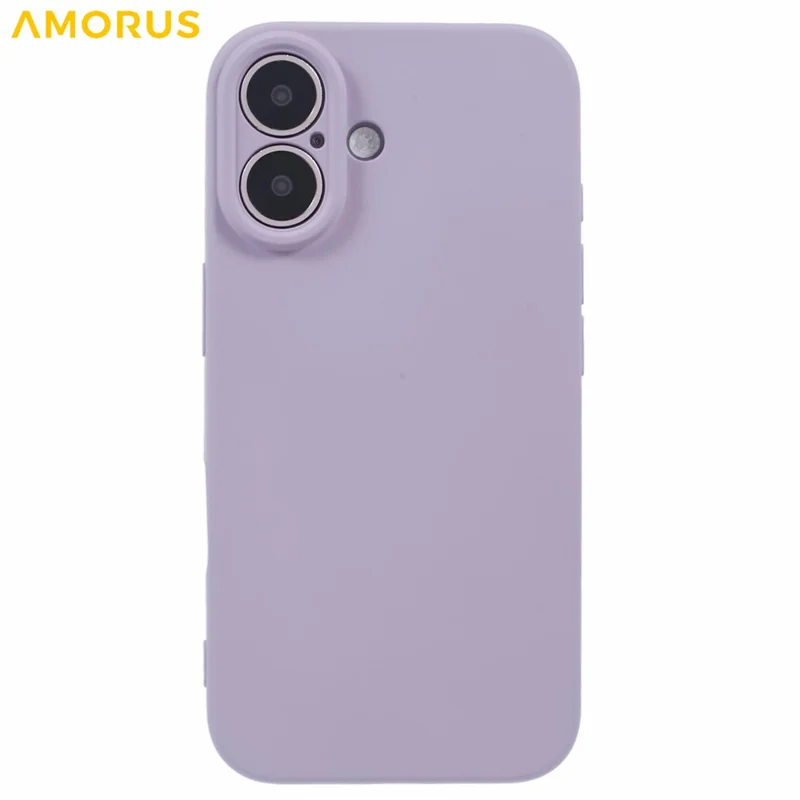 AMORUS For iPhone 16 Plus Case Precise Cutouts TPU Fiber Lining Shockproof Phone Cover - Purple