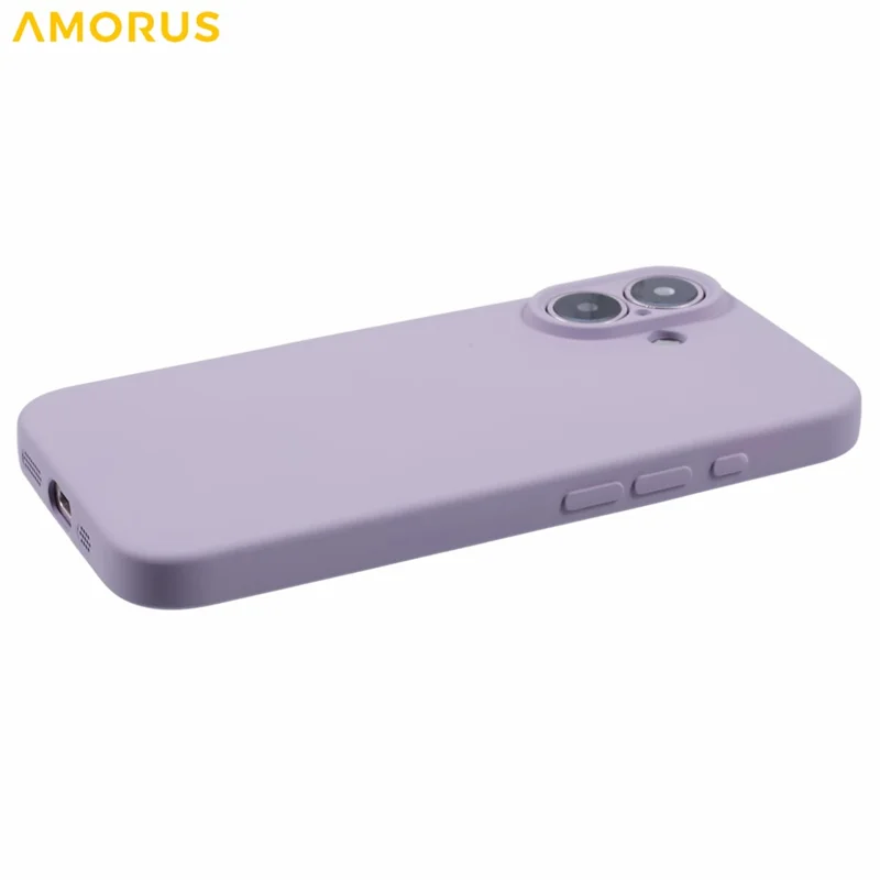 AMORUS For iPhone 16 Plus Case Precise Cutouts TPU Fiber Lining Shockproof Phone Cover - Purple
