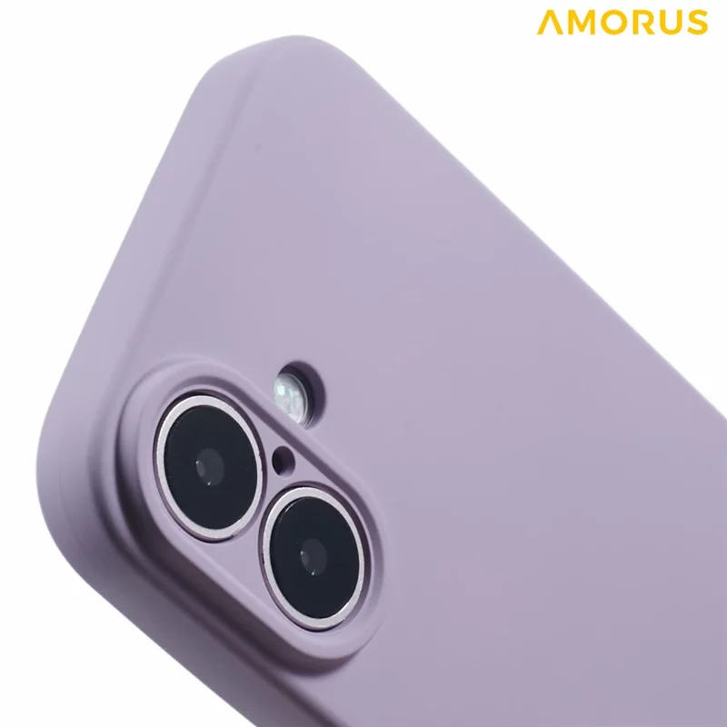 AMORUS For iPhone 16 Plus Case Precise Cutouts TPU Fiber Lining Shockproof Phone Cover - Purple