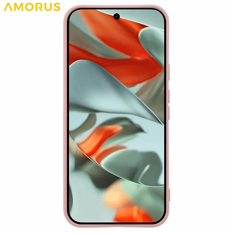 AMORUS For Google Pixel 9 Pro XL Case Precise Cutouts TPU Fiber Lining Shockproof Phone Cover - Pink