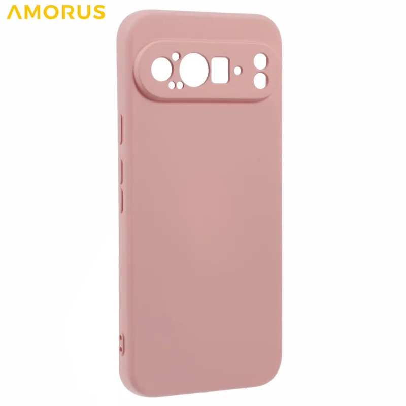 AMORUS For Google Pixel 9 Pro XL Case Precise Cutouts TPU Fiber Lining Shockproof Phone Cover - Pink