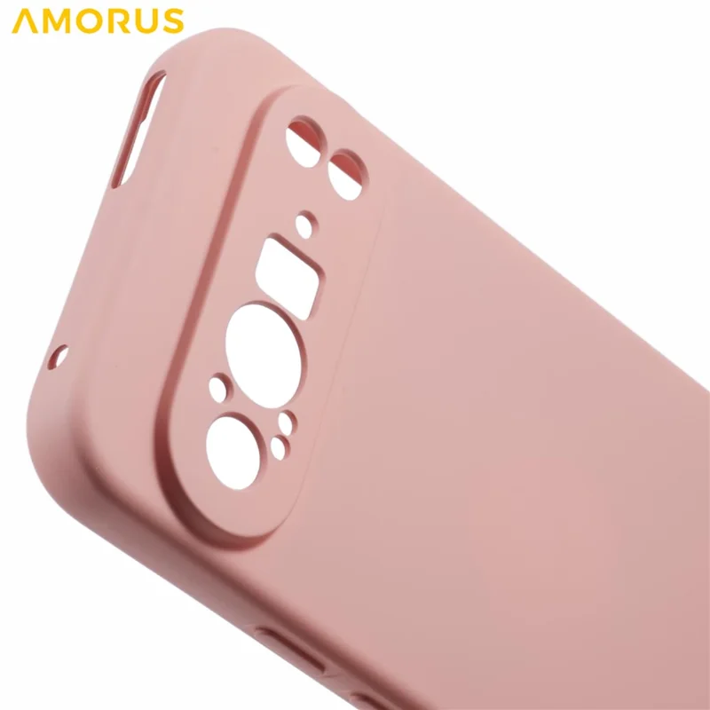 AMORUS For Google Pixel 9 Pro XL Case Precise Cutouts TPU Fiber Lining Shockproof Phone Cover - Pink