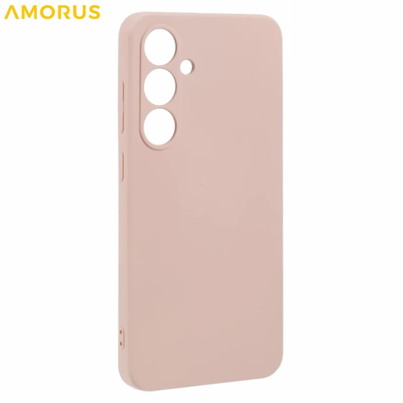Étui pour Samsung Galaxy S24 FE AMORUS - Couvercle de téléphone antichoc avec doublure en fibre TPU et découpes précises - Rose