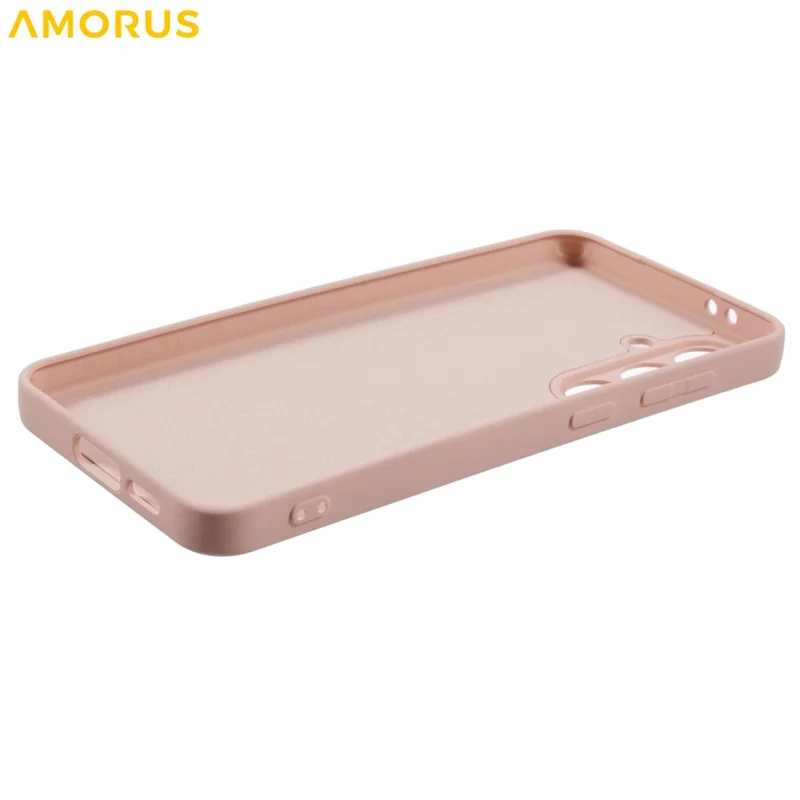 Étui pour Samsung Galaxy S24 FE AMORUS - Couvercle de téléphone antichoc avec doublure en fibre TPU et découpes précises - Rose