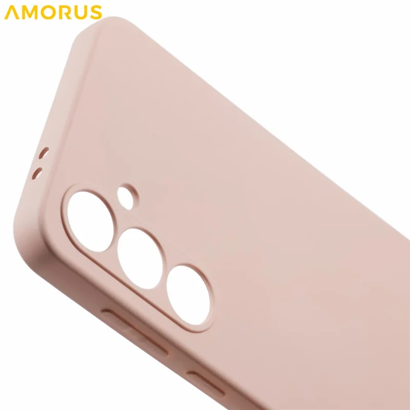 Étui pour Samsung Galaxy S24 FE AMORUS - Couvercle de téléphone antichoc avec doublure en fibre TPU et découpes précises - Rose