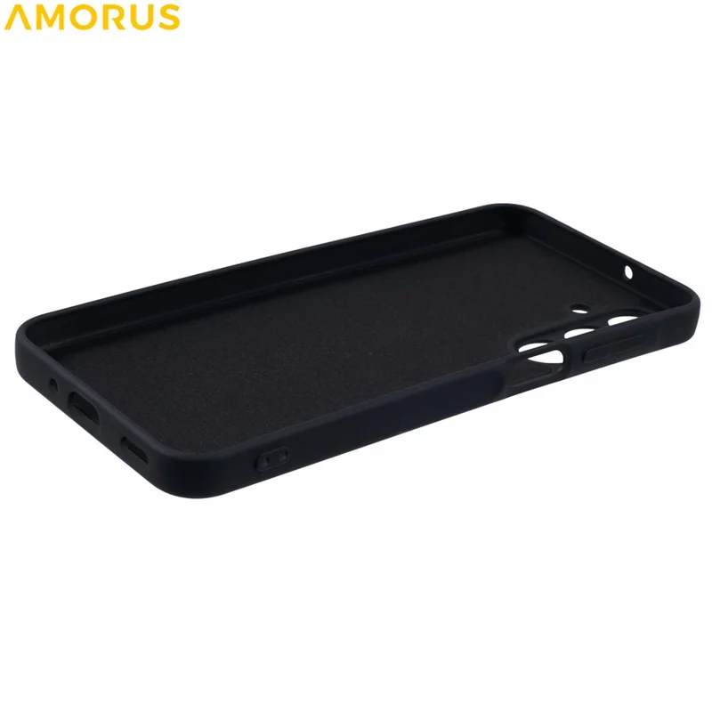 AMORUS For Samsung Galaxy A16 5G  /  4G Case Precise Cutouts TPU Fiber Lining Shockproof Phone Cover - Black