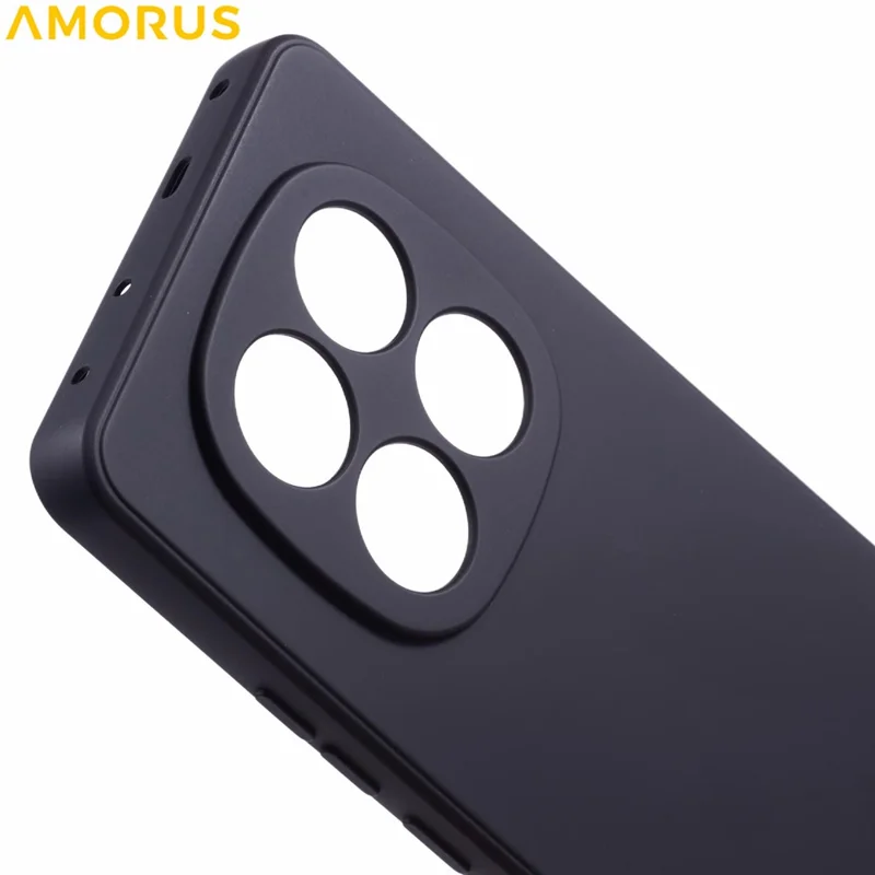 AMORUS Para Xiaomi Redmi Note 14 Pro 5G / Poco X7 5G Capa Cortes Precisos Forro de Fibra TPU à Prova de Choques Capa de Telefone - Preto