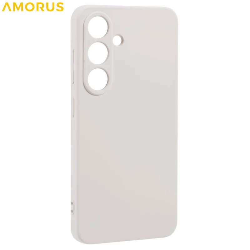 AMORUS For Samsung Galaxy S25+ Case Precise Cutouts TPU Fiber Lining Shockproof Phone Cover - White