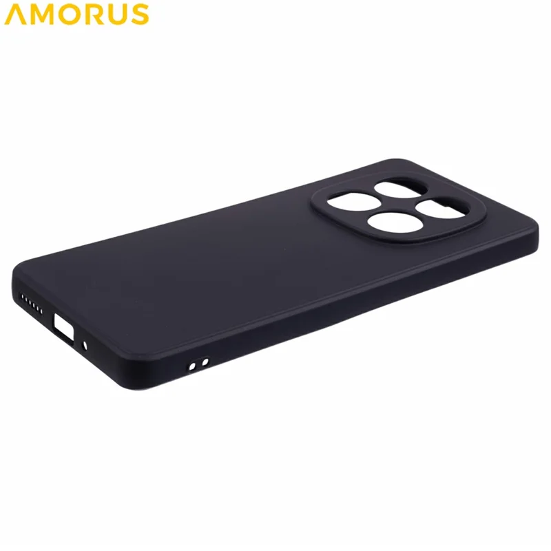AMORUS For Xiaomi Redmi Note 14 Pro+ 5G Case Precise Cutouts TPU Fiber Lining Shockproof Phone Cover - Black