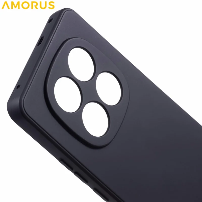 AMORUS For Xiaomi Redmi Note 14 Pro+ 5G Case Precise Cutouts TPU Fiber Lining Shockproof Phone Cover - Black