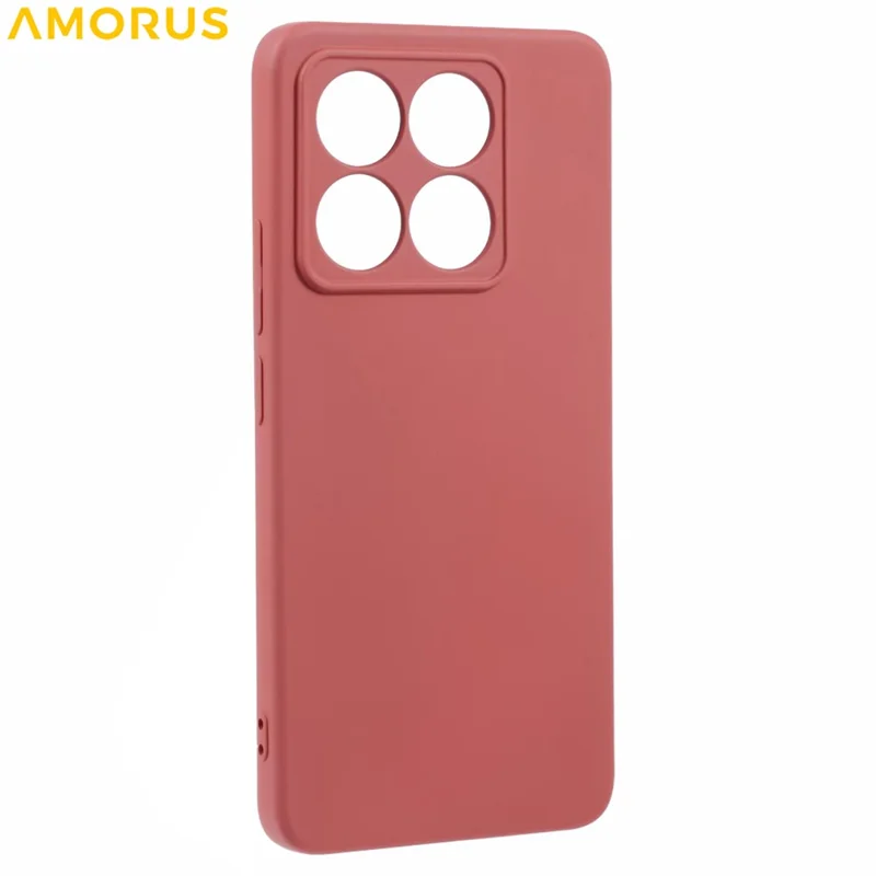 AMORUS For Xiaomi 14T Case Precise Cutouts TPU Fiber Lining Shockproof Phone Cover - Hawthorn Red
