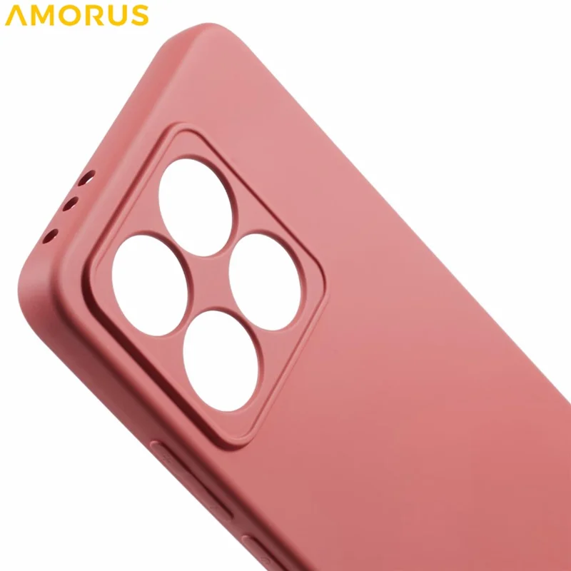 AMORUS For Xiaomi 14T Case Precise Cutouts TPU Fiber Lining Shockproof Phone Cover - Hawthorn Red