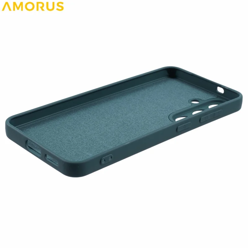 AMORUS For Samsung Galaxy S25 Case Precise Cutouts TPU Fiber Lining Shockproof Phone Cover - Army Green