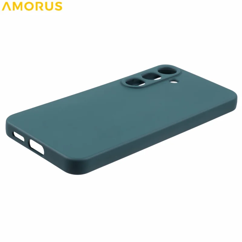 AMORUS For Samsung Galaxy S25 Case Precise Cutouts TPU Fiber Lining Shockproof Phone Cover - Army Green