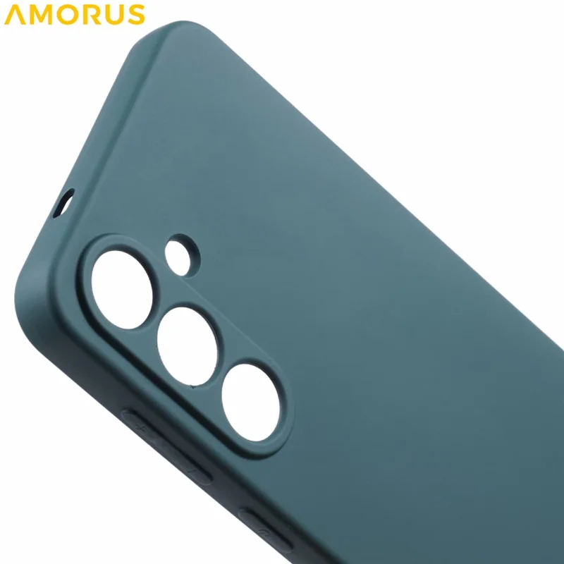 AMORUS For Samsung Galaxy S25 Case Precise Cutouts TPU Fiber Lining Shockproof Phone Cover - Army Green