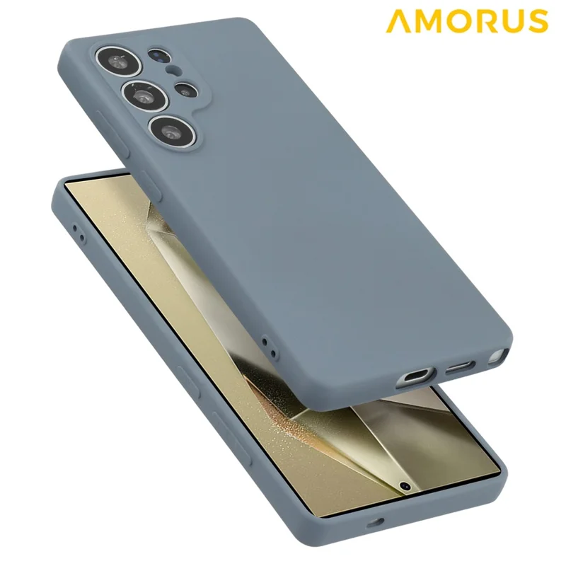 AMORUS Para Capa do Samsung Galaxy S25 Ultra - Cortes Precisos, Revestimento de Fibra TPU, Capa de Telefone à Prova de Choques - Cinza Lavanda
