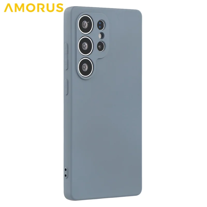 AMORUS Para Capa do Samsung Galaxy S25 Ultra - Cortes Precisos, Revestimento de Fibra TPU, Capa de Telefone à Prova de Choques - Cinza Lavanda