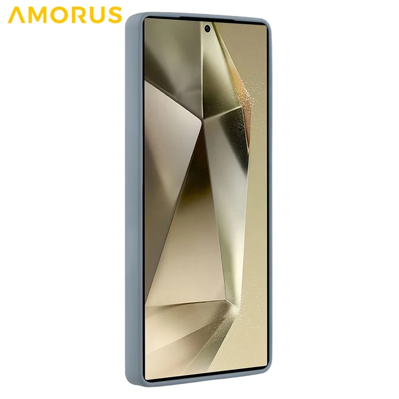 AMORUS Para Capa do Samsung Galaxy S25 Ultra - Cortes Precisos, Revestimento de Fibra TPU, Capa de Telefone à Prova de Choques - Cinza Lavanda