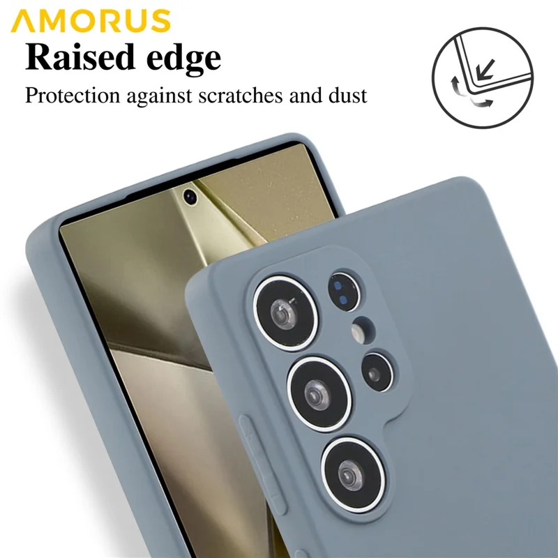 AMORUS Para Capa do Samsung Galaxy S25 Ultra - Cortes Precisos, Revestimento de Fibra TPU, Capa de Telefone à Prova de Choques - Cinza Lavanda